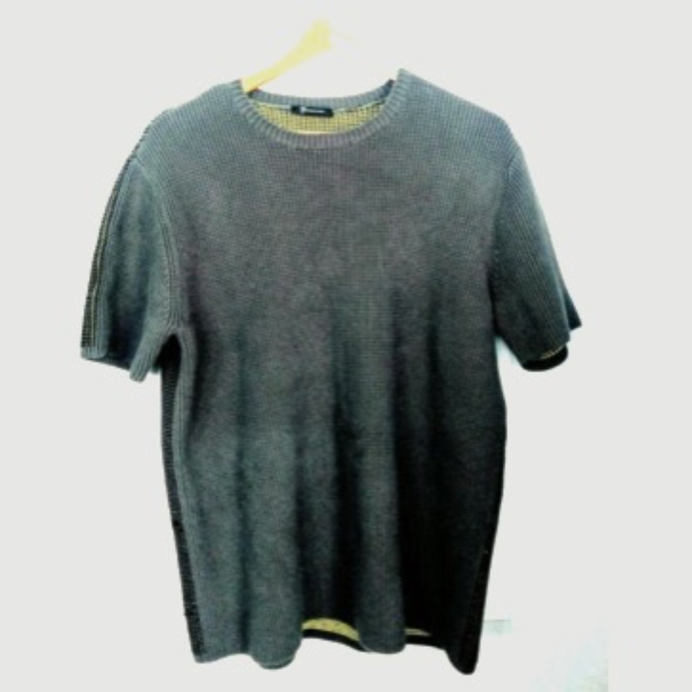 T Alexander Wang Mens Knit Sweater Gray Lime Green M ?(no tag)  Imperfect